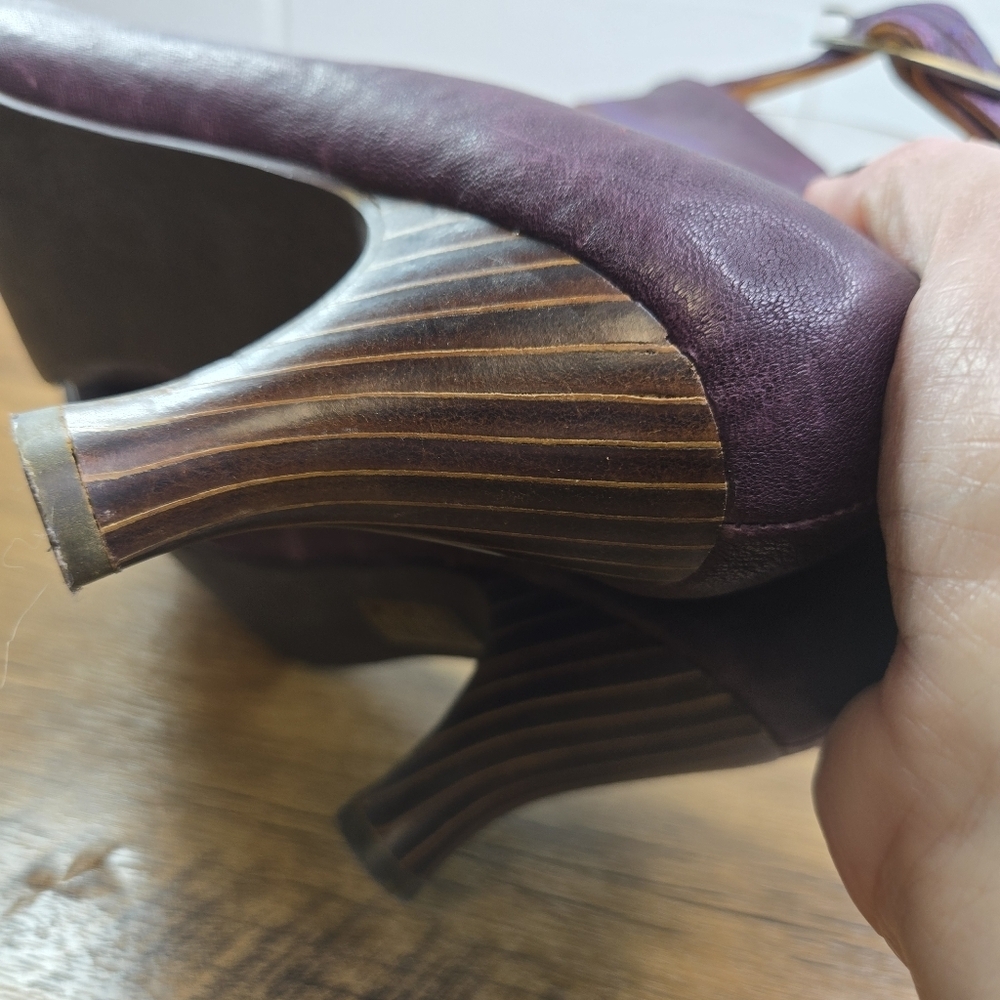 Vtg Jeffrey Campbell Edson 2 Purple Leather Ankle Strap Pumps Heels - Picture 6 of 14